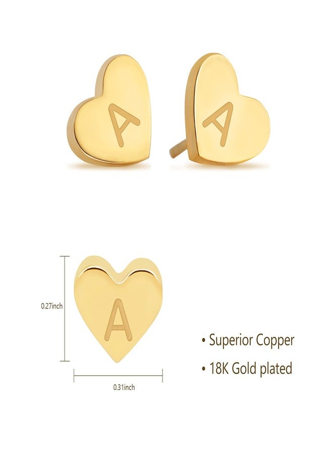 BAYLAY Heart Initial Earrings for Women - 18K Gold Plated Letter H Initial Earrings Dainty Hypoallergenic Gold Stud Heart Earings for Women Teens Gold Jewelry Gifts - Image 5